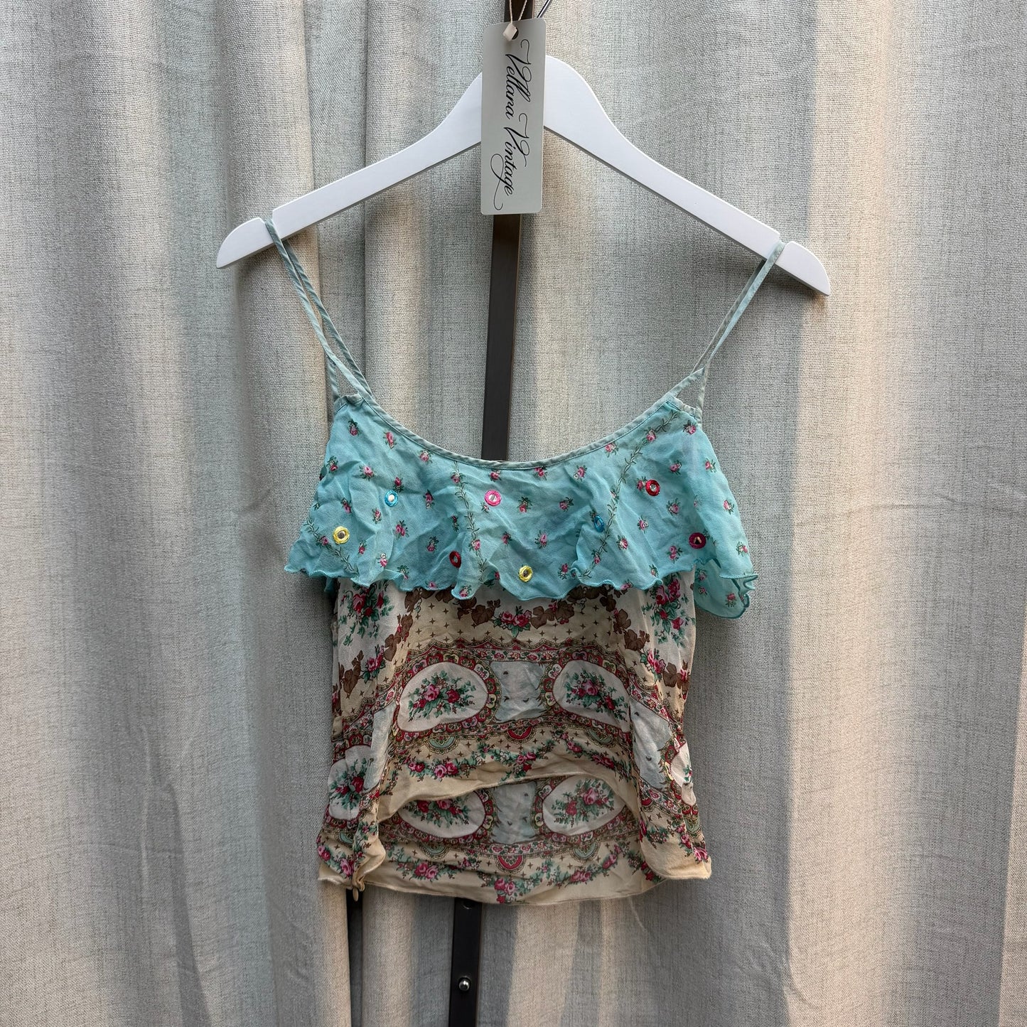 Blumarine 100% Silk Pastel Floral Top S/S 2005