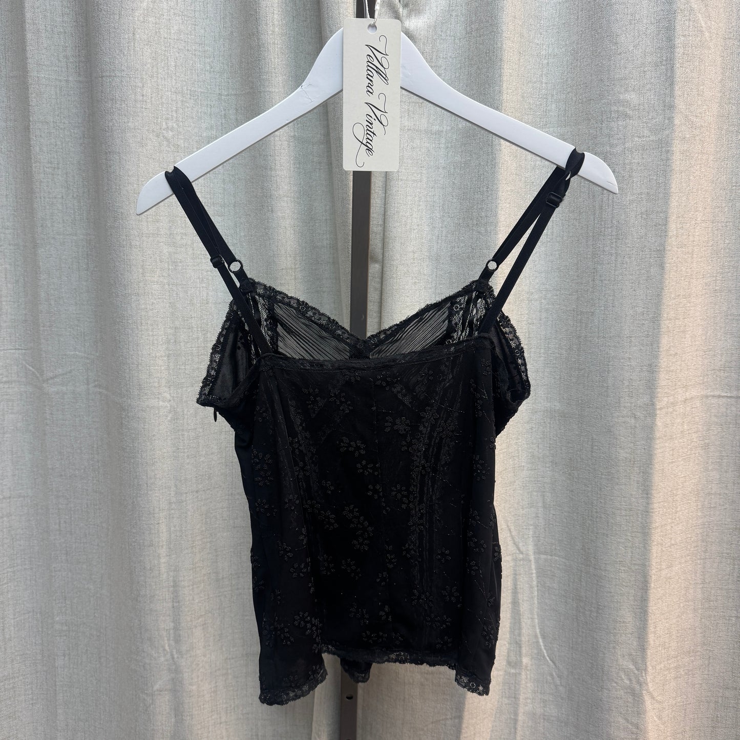 D&G Sheer Black Beaded Tank Top