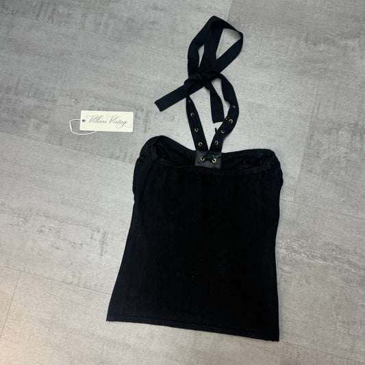 Morgan De Toi Black Grommet Halter Neck Top