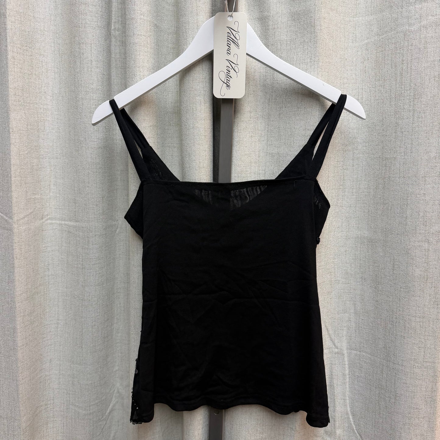 Black Cami w/ Silver Sequins & Beading