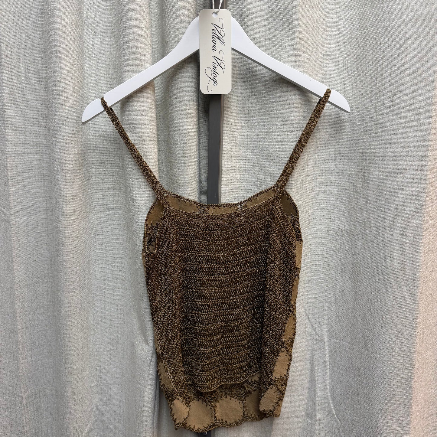 Tan Suede Crochet Top