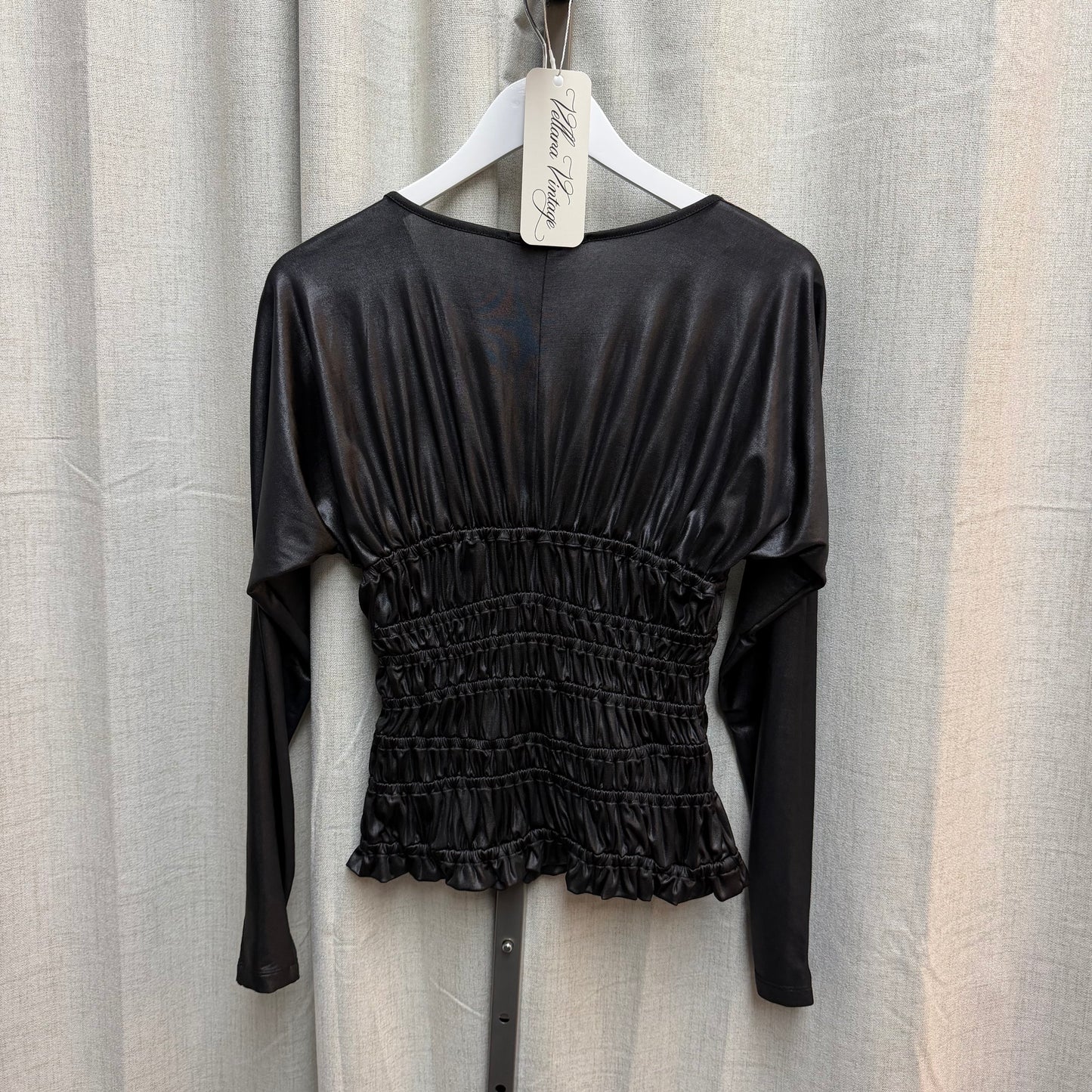 Black Ruched Long Sleeve Top