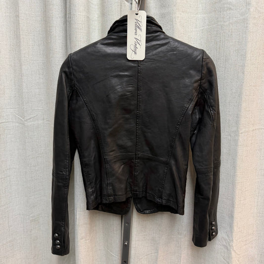 Black Leather Military-style Jacket