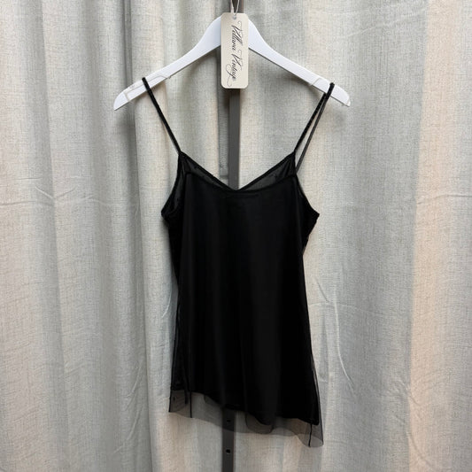Black Beaded Mesh Asymmetrical Top