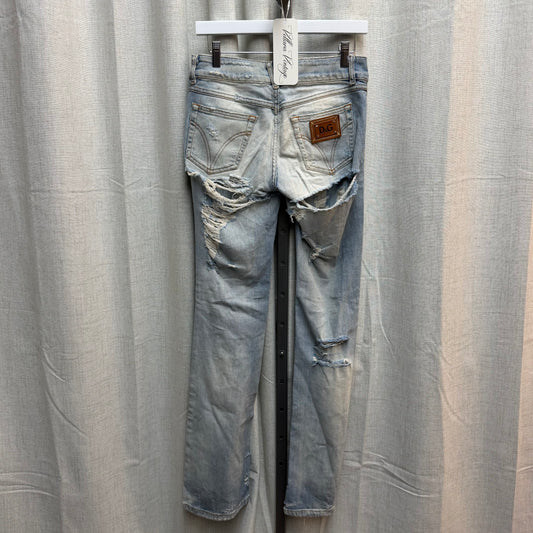 D&G Light Wash Low Rise Bootcut Ripped Jeans