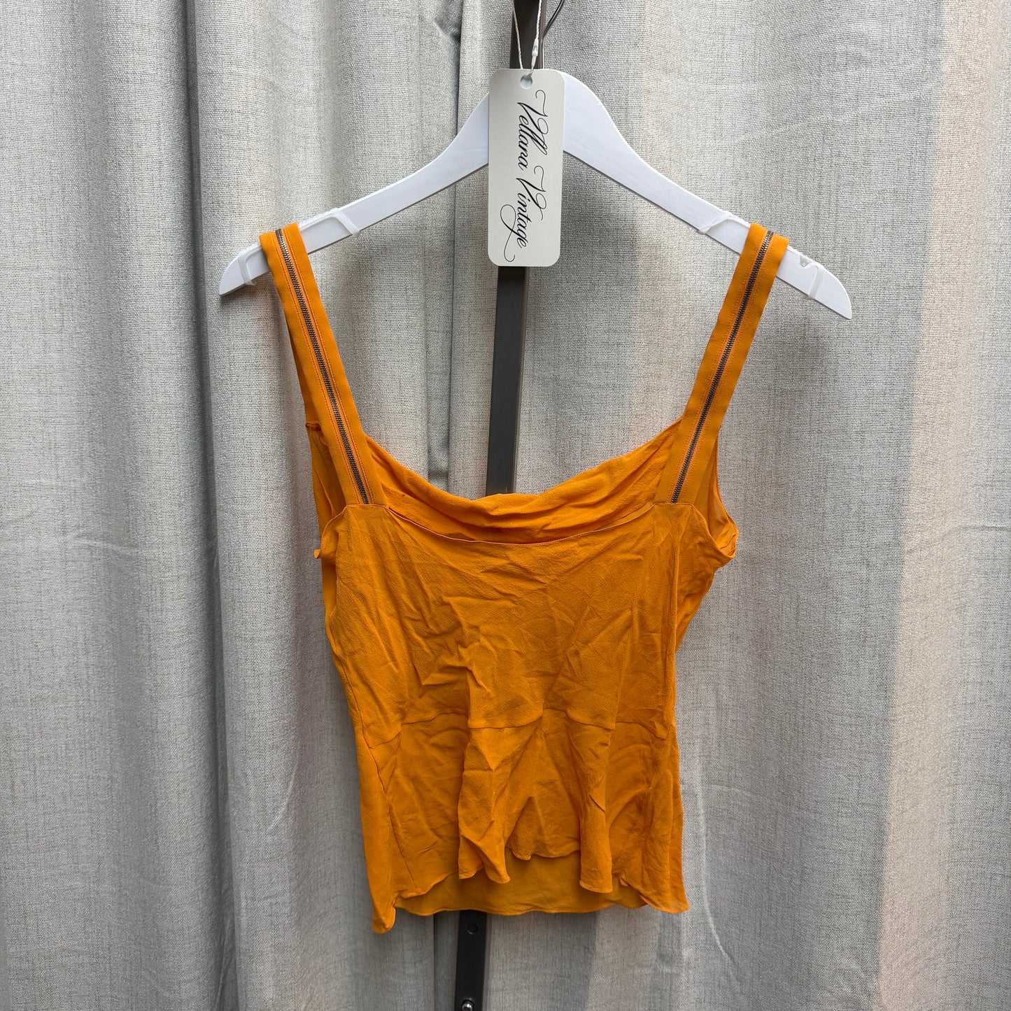 Christian Dior 2004 Orange Silk Top with Zipper & Lock Details