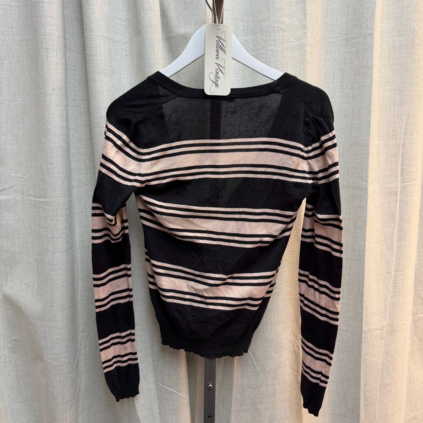 Miu Miu Black & Pink Striped Top and Cardigan Set