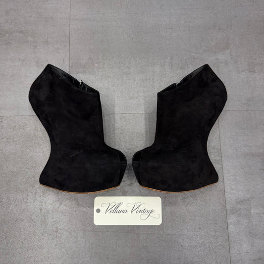 Giuseppe Zanotti Heelless Black Suede Platform Booties
