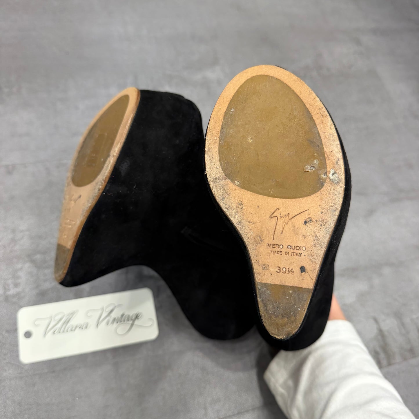 Giuseppe Zanotti Heelless Black Suede Platform Booties