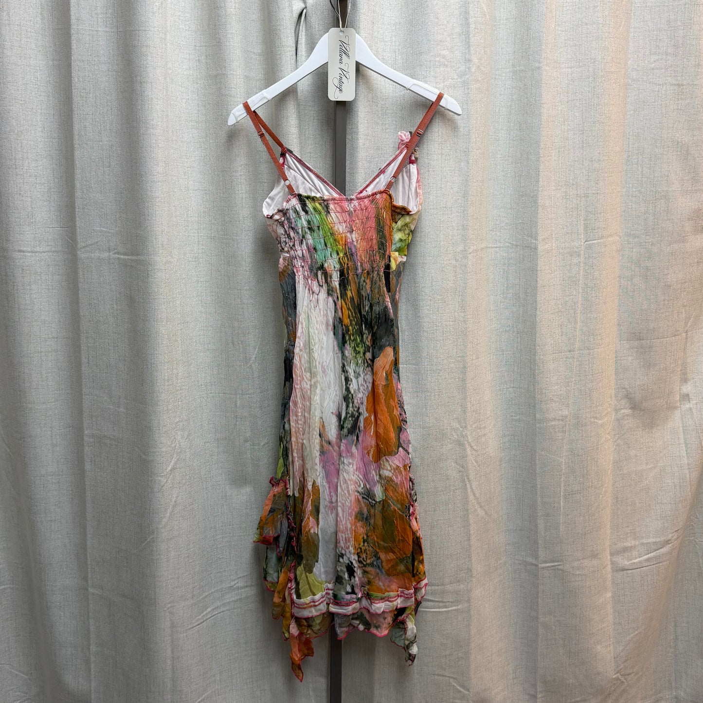 Watercolor Floral Print Midi Dress w/ Buttons