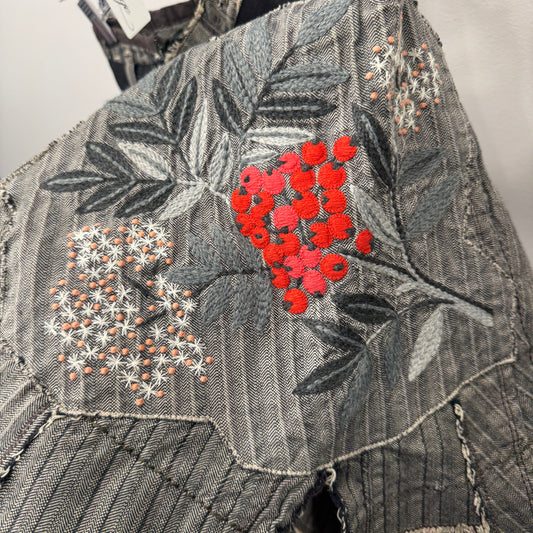 Marithe Francois Girbaud Asymmetrical Floral Embroidered Skirt