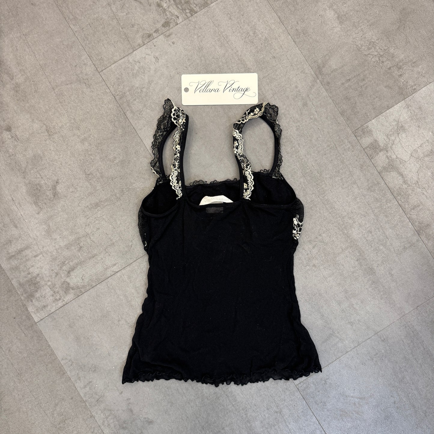 Y2K Black and White Lace Mesh Cami
