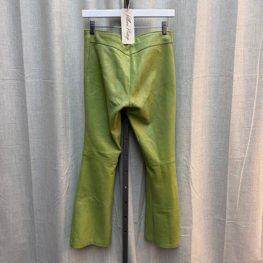 Light Green Flared Leather Pants
