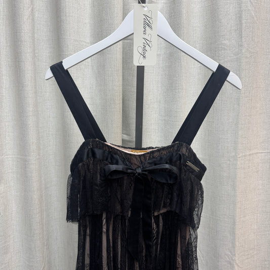 Black Galliano Lace Babydoll Mini Dress