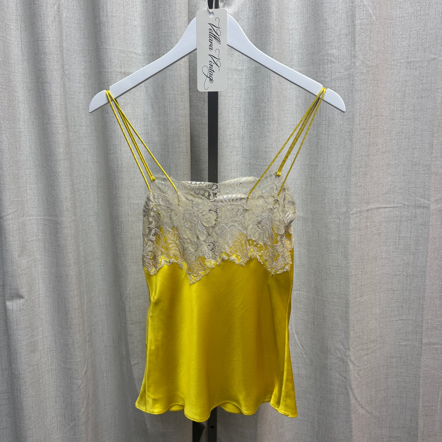 Dolce & Gabbana Yellow Silk Lace Tank Top