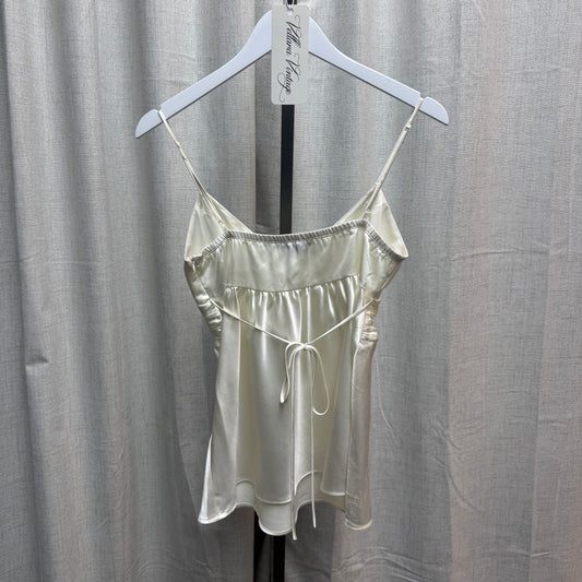 XOXO White Ruched Tie Back Tank Top