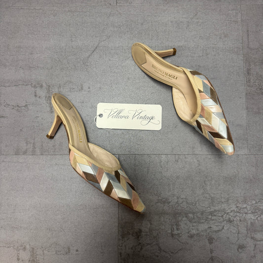 Bruno Magli Geometric Pastel Kitten Heel Mules