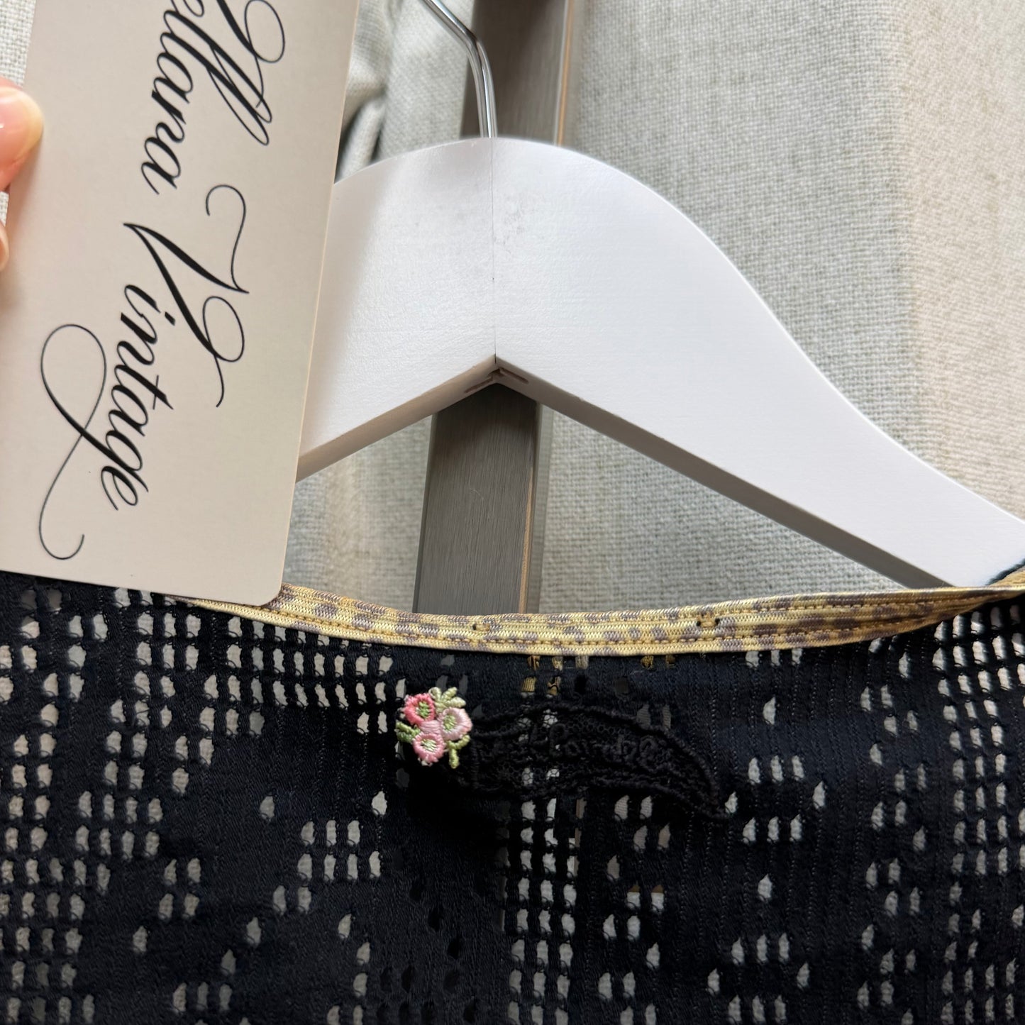Just Cavalli Underwear Black & Floral Crochet Top
