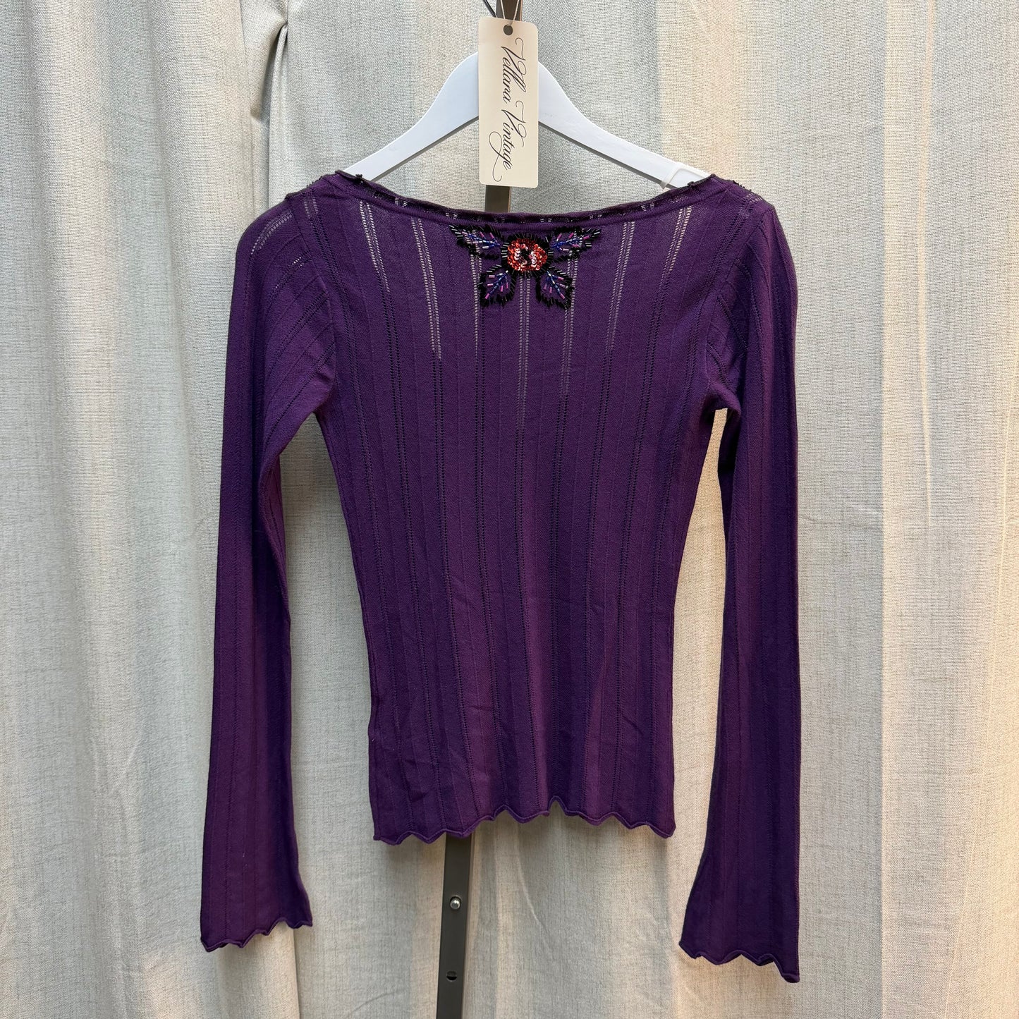 D&G Sequin Floral Purple Knit Cardigan and Tank Set