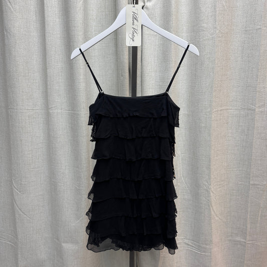 Black & Gold Silk Sequin Layered Mini Dress