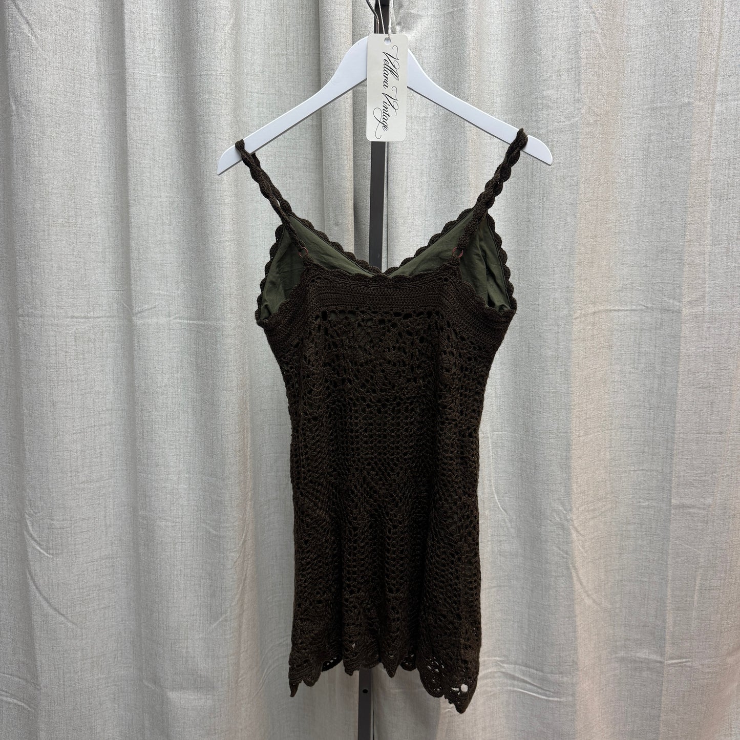 Brown Crochet Mini Dress