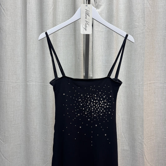 Black Rhinestone Bedazzled Midi Dress