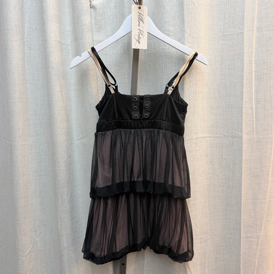 Black Mesh & Pink Ruffled Mini Dress