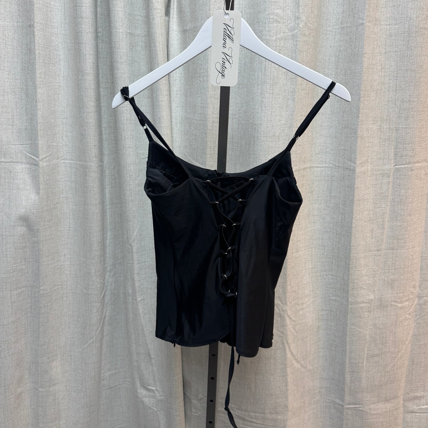 Black Corset-Style Zipper Tank Top