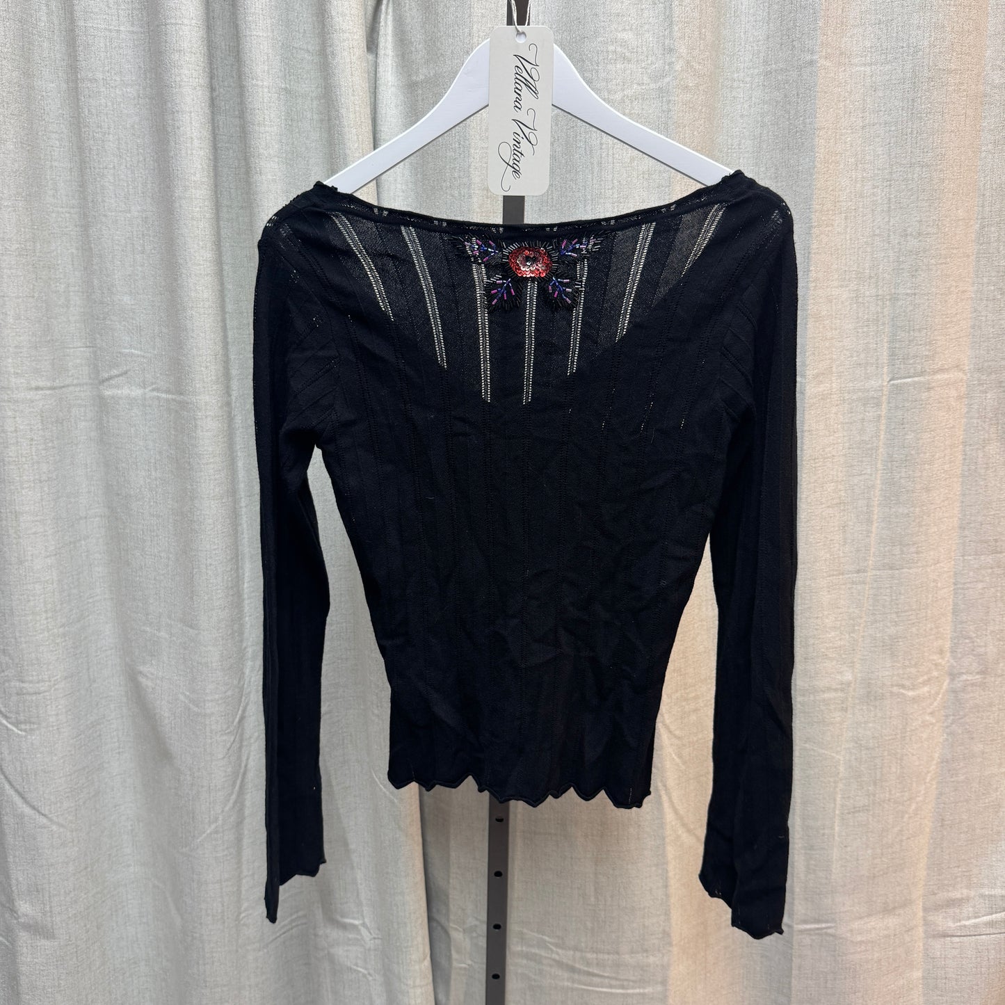 D&G Sequin Floral Black Knit Cardigan and Tank Set
