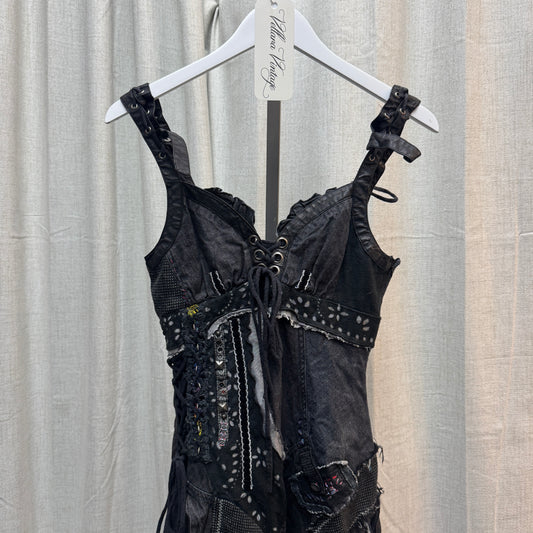 Black Distressed Patchwork Fairy Dress