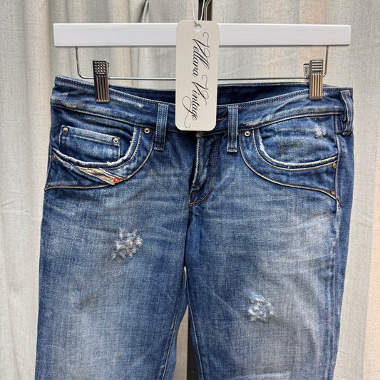 Diesel Blue Straight Leg Distressed Jeans