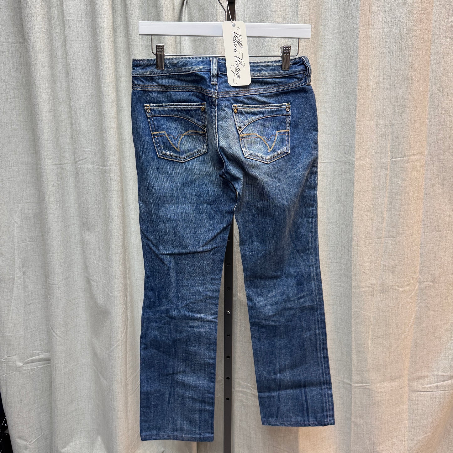 Diesel Blue Straight Leg Distressed Jeans