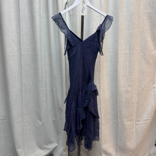 Blue Ruffle Iridescent Midi Dress