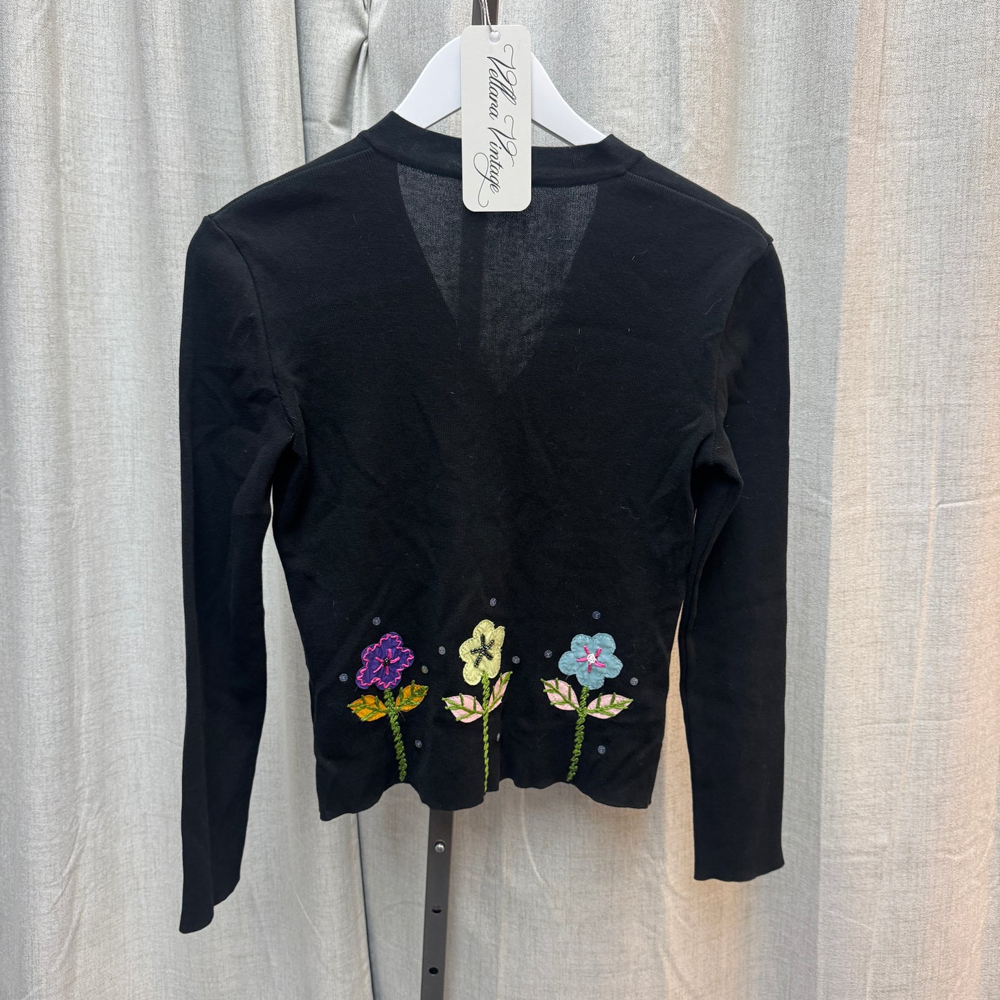 Moschino Floral Embroidered Black Cardigan