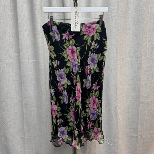 Allison Taylor Silk Floral Midi Skirt
