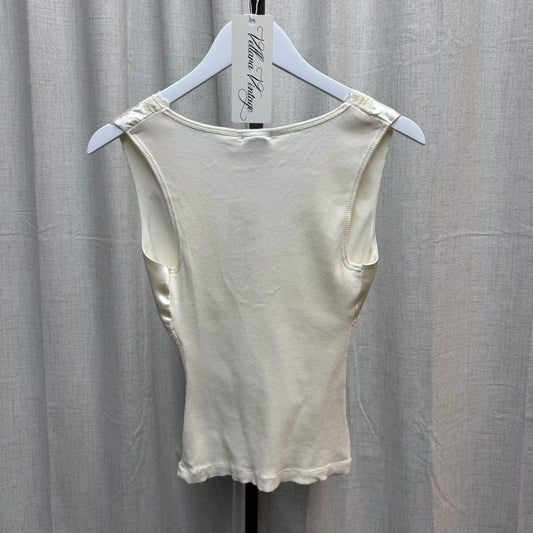 White Lace Cotton V-Neck Tank Top