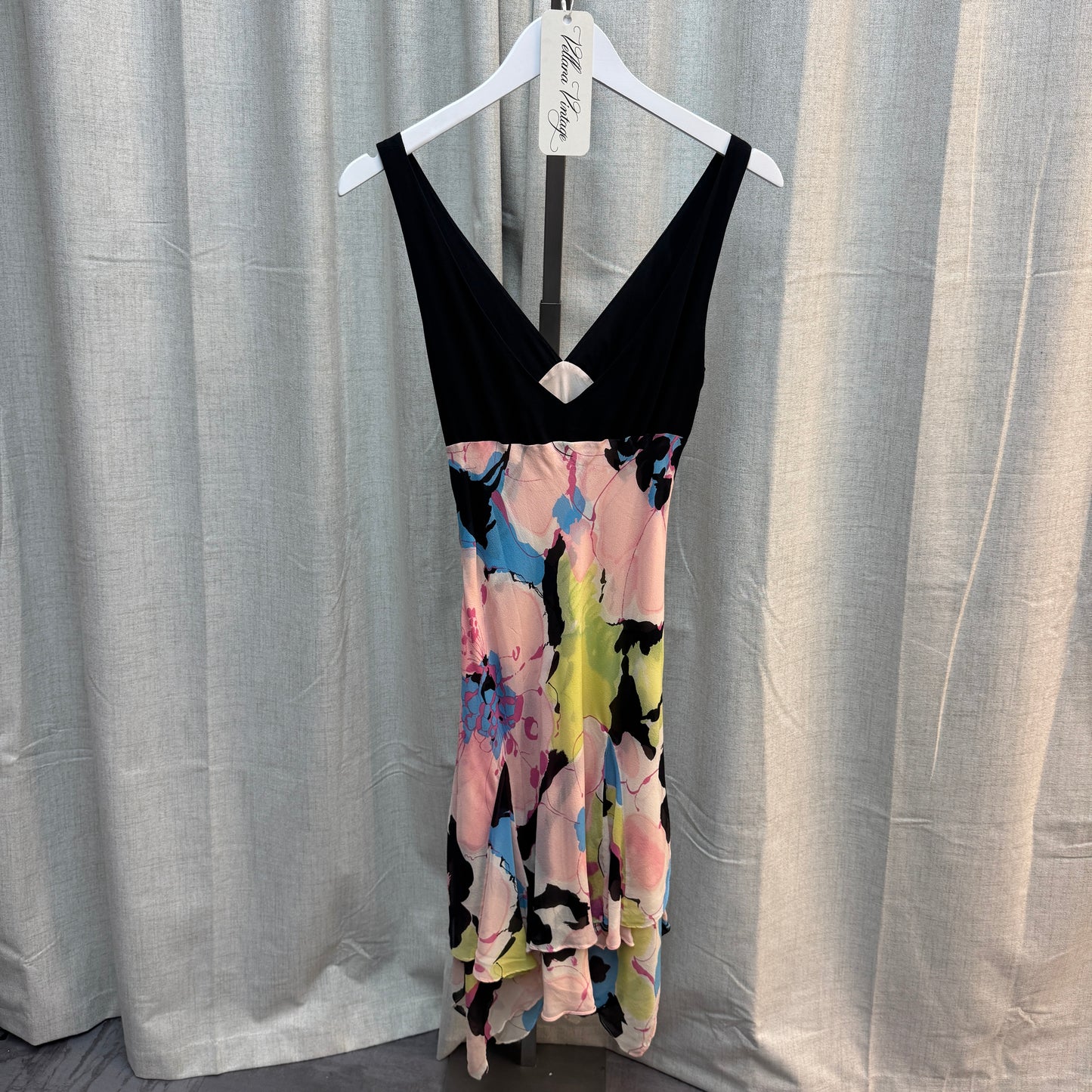 BCBGMAXAZRIA Silk Abstract Patterned Midi Dress