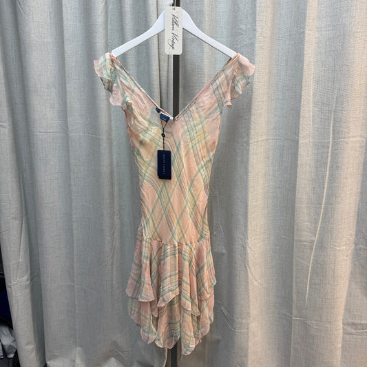 Ralph Lauren NWT Silk Pink Plaid Midi Dress