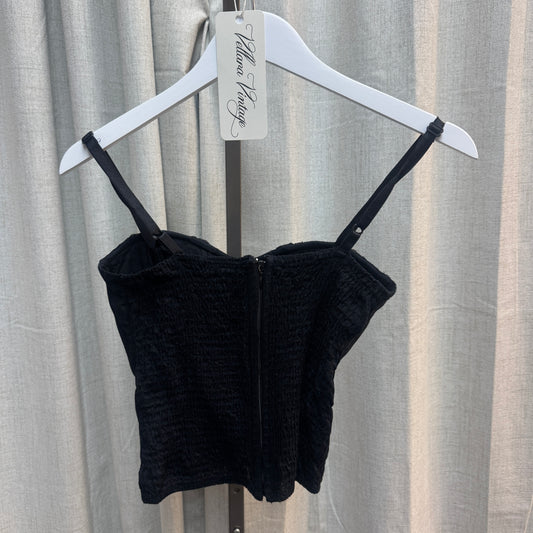 Black Lace-Up Corset-Style Tank Top