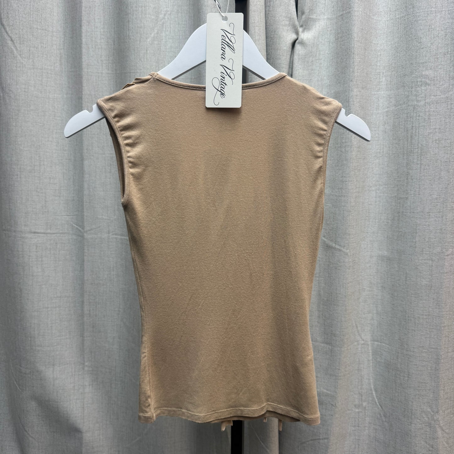 Beige Fringe Ruffle Tank Top