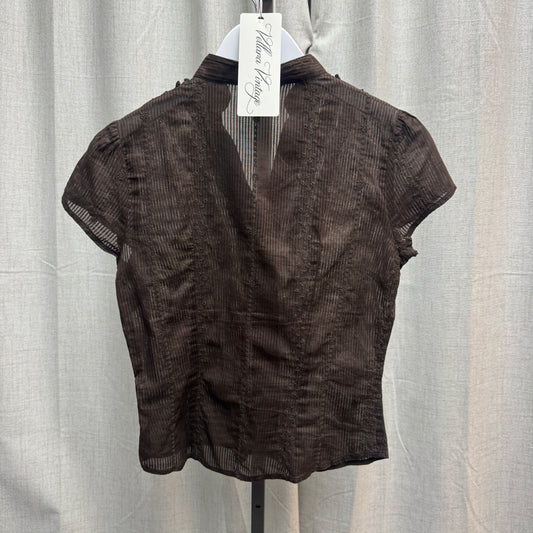 Xanaka Brown Sheer Pinstripe Button-Down Blouse