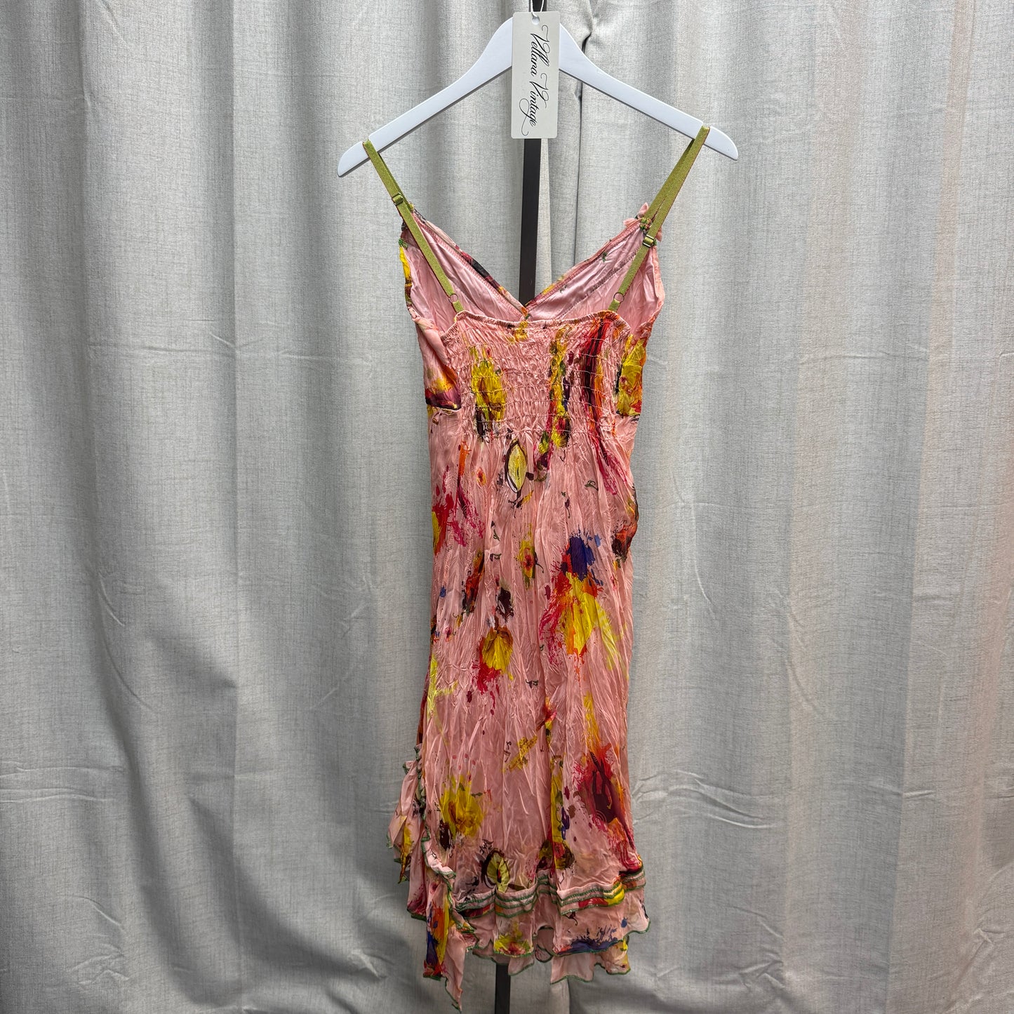 Pink Abstract Watercolor Midi Dress