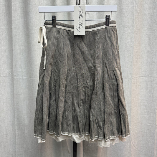 IKKS Distressed Gray Midi Pleated Skirt