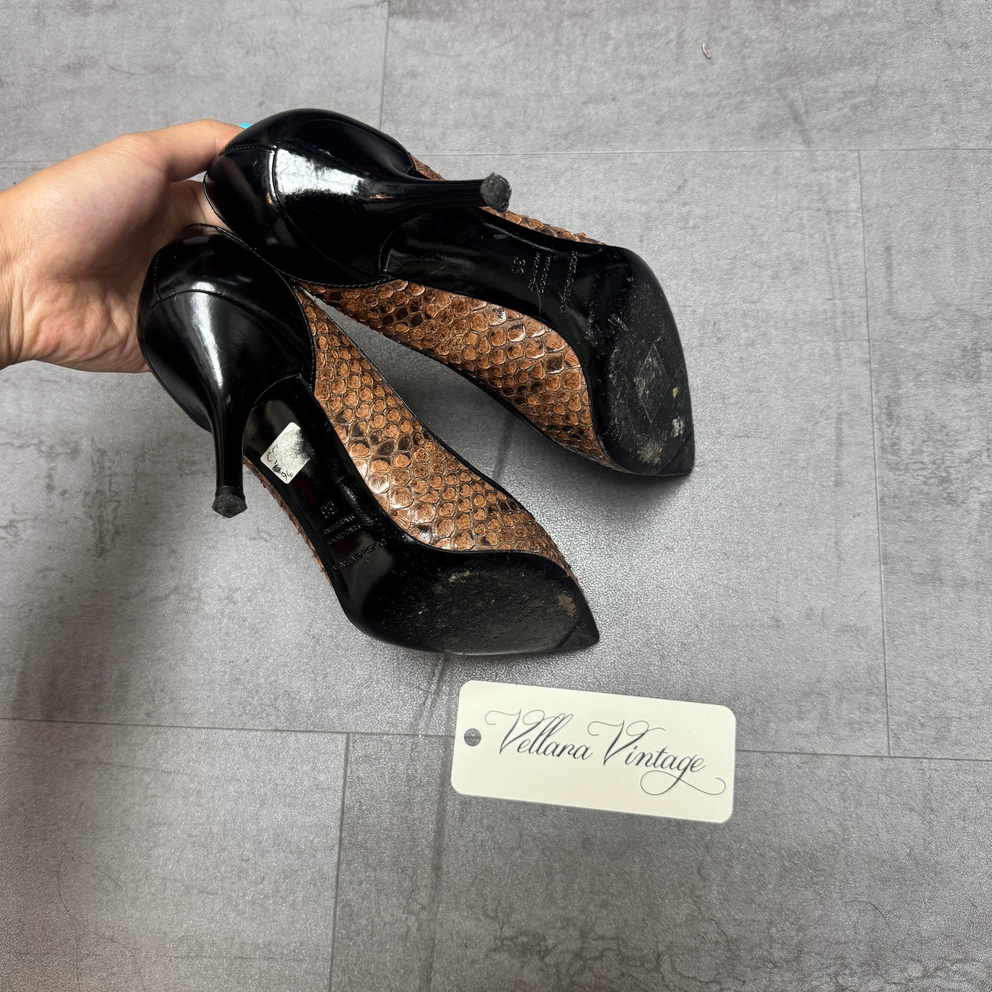Dolce & Gabbana Brown Python Point-Toe Heels