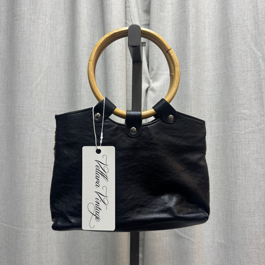 Bamboo Handle Satin Embroidered Purse