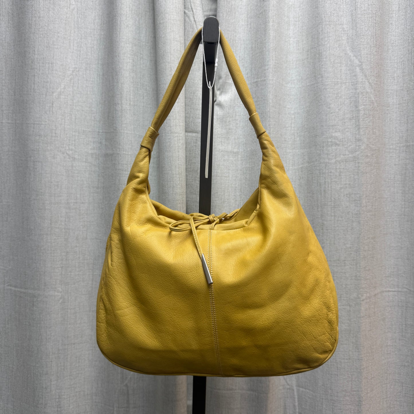 Yellow Leather Tie Floral Shoulder Bag