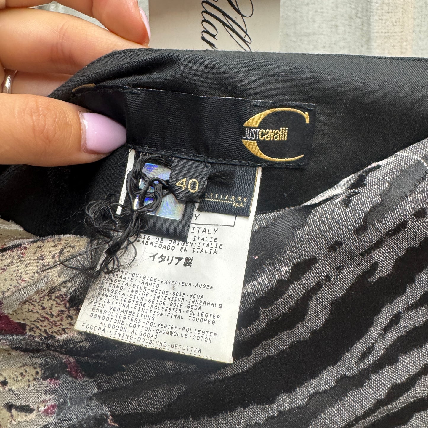 Just Cavalli Silk Layered Abstract Skirt
