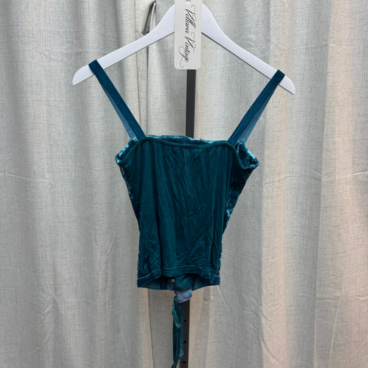 Turquoise Velvet Corset-Style Top