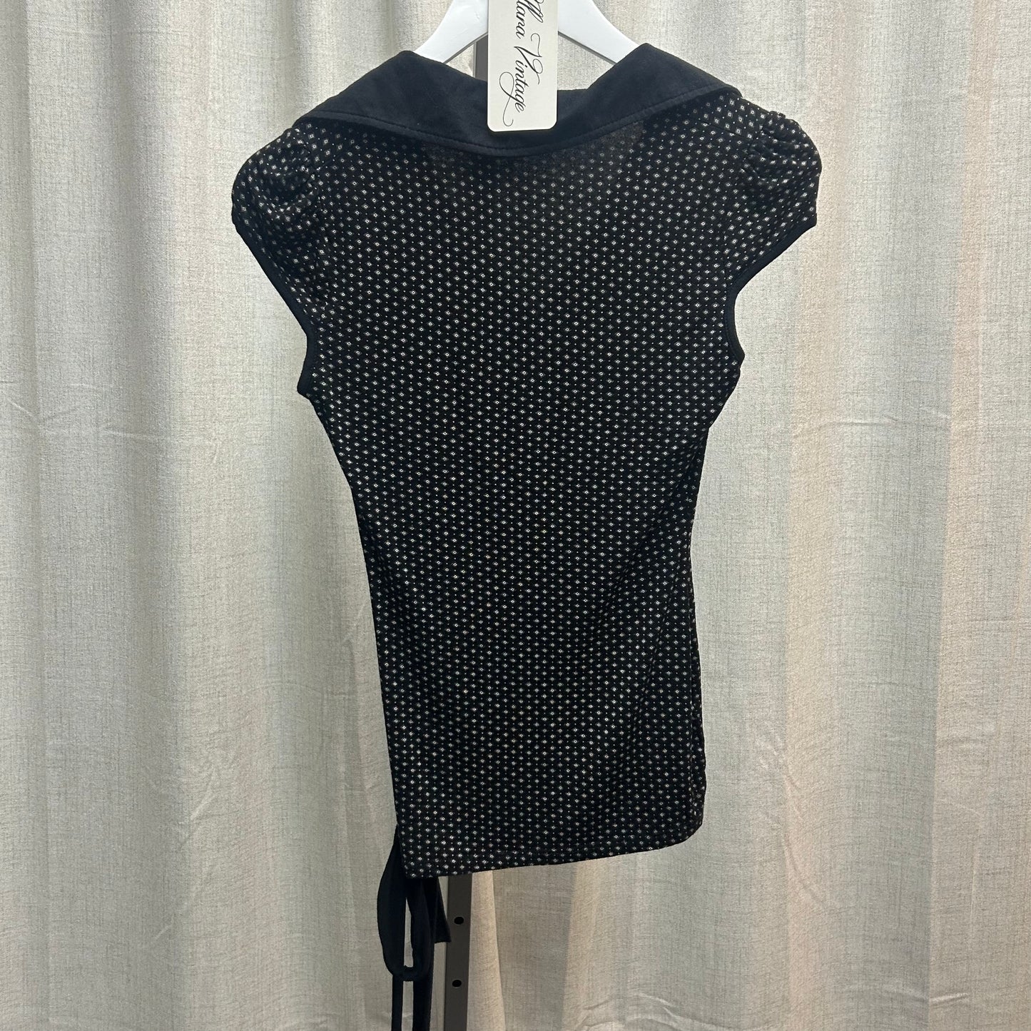 Patterned Bow Tie Short Sleeve Blouse