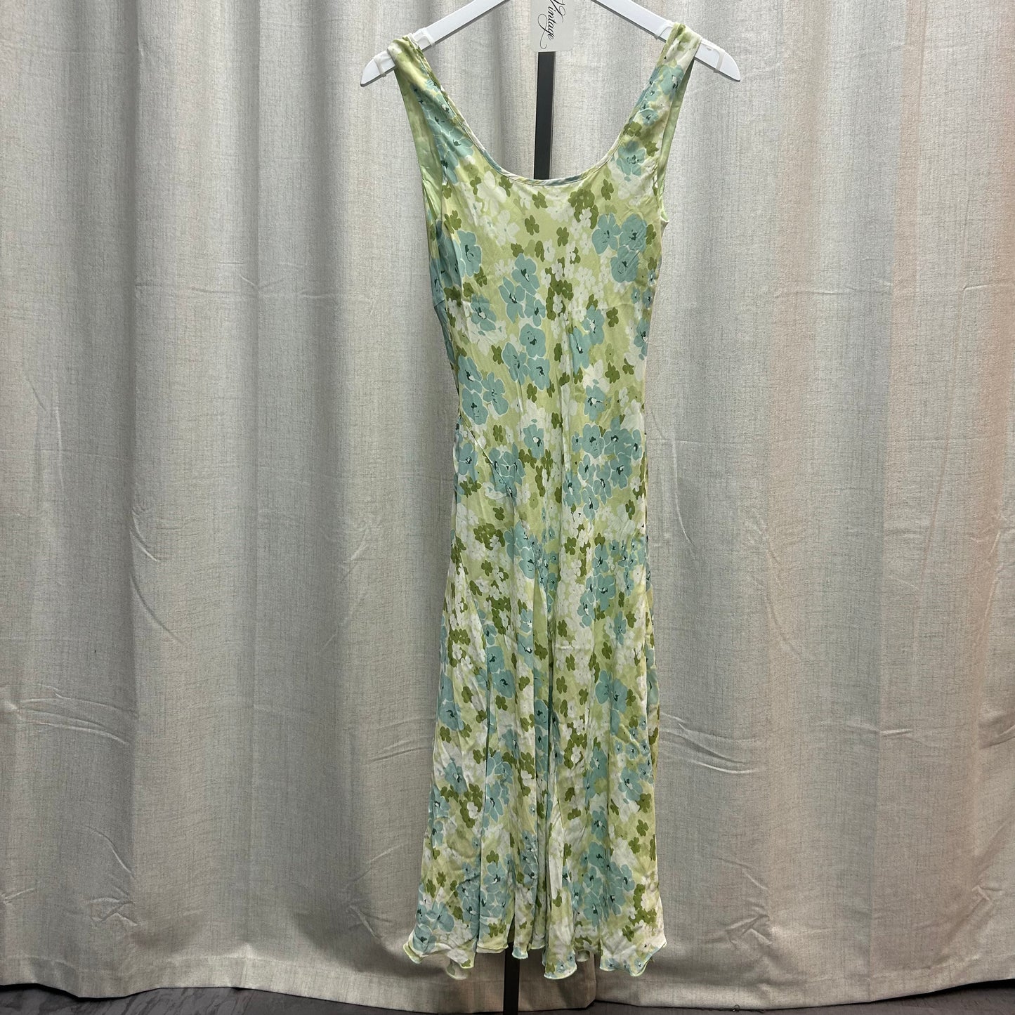 Green and Blue Floral Midi Dress